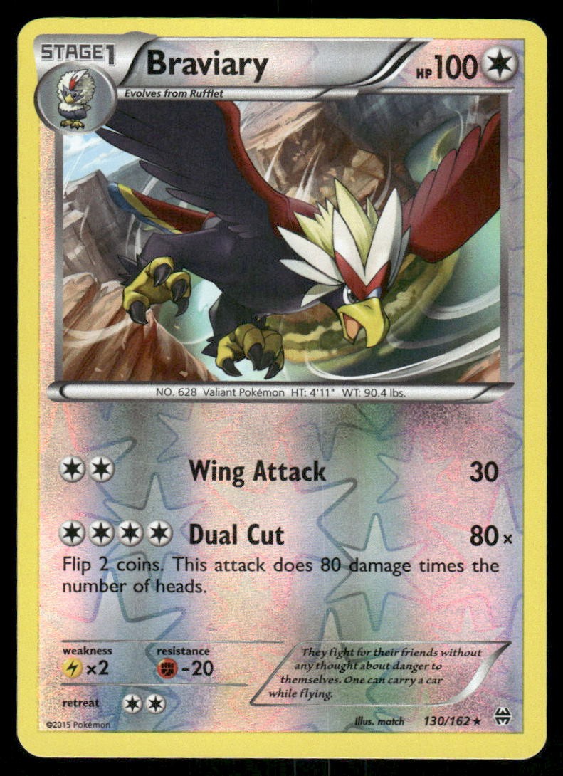 Pokemon Cards Braviary 130/162 Reverse Holo BREAKthrough XY NM0