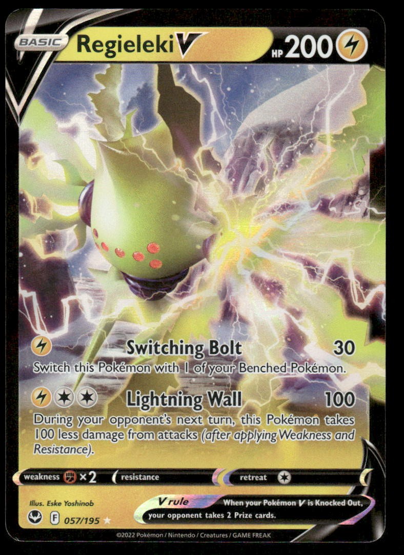 Pokemon Cards Regieleki V 057/195 Silver Tempest Holo Rare V NM0
