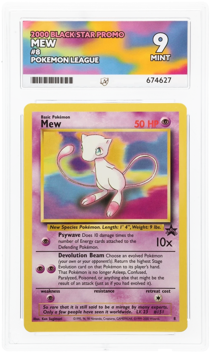 Pokemon Cards Mew 8 Black Star Promo ACE 9 WOTC Pokemon League MINT0