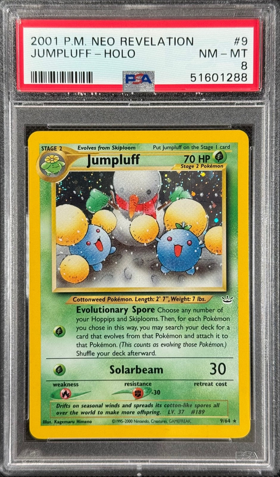Pokemon Card Jumpluff 9/64 Holo Neo Revelation WOTC PSA 80