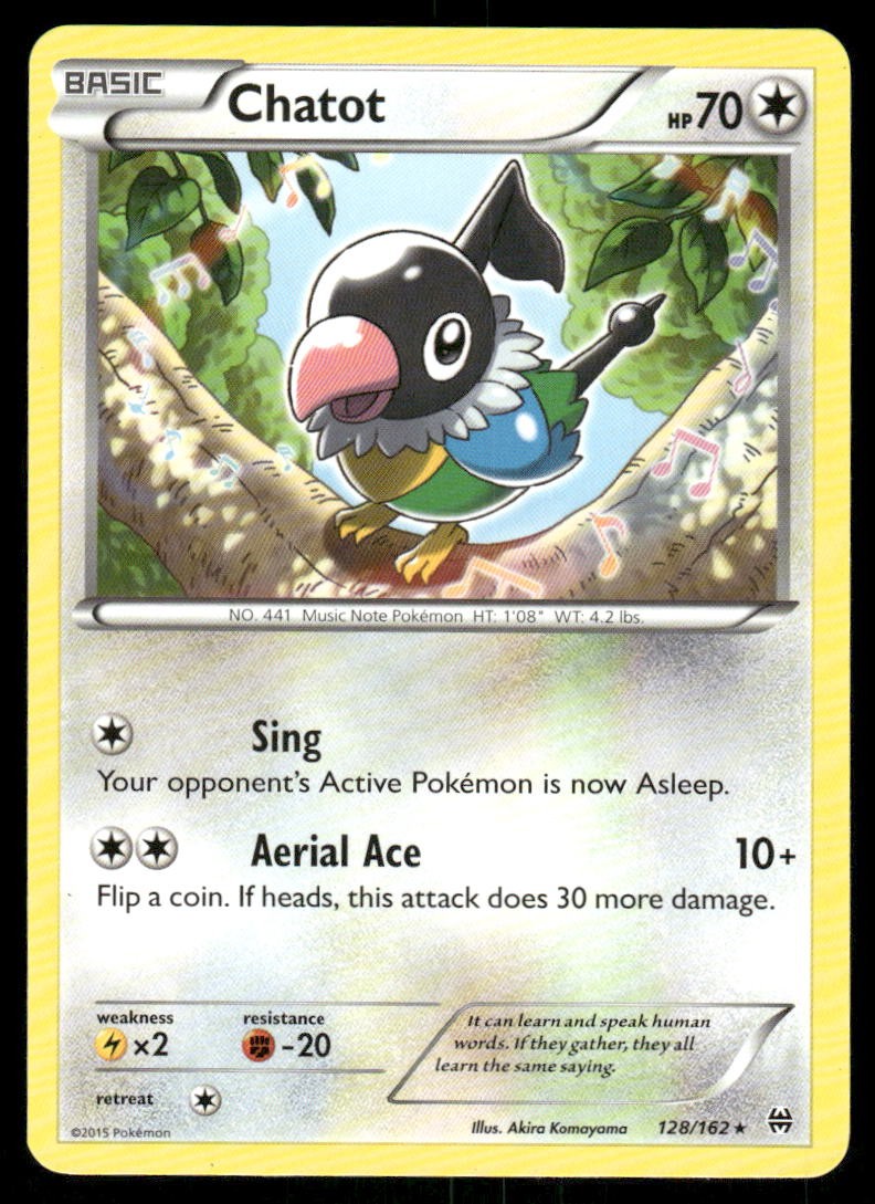 Pokemon Cards Chatot 128/162 BREAKthrough XY Rare NM0