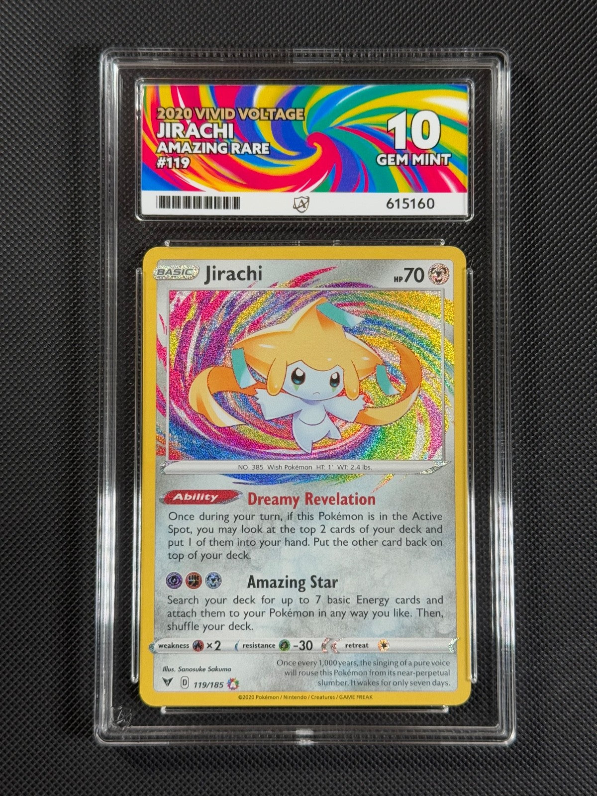 ACE 10 Jirachi 119/185 AMAZING RARE Pokémon Card Vivid Voltage GEM MINT0