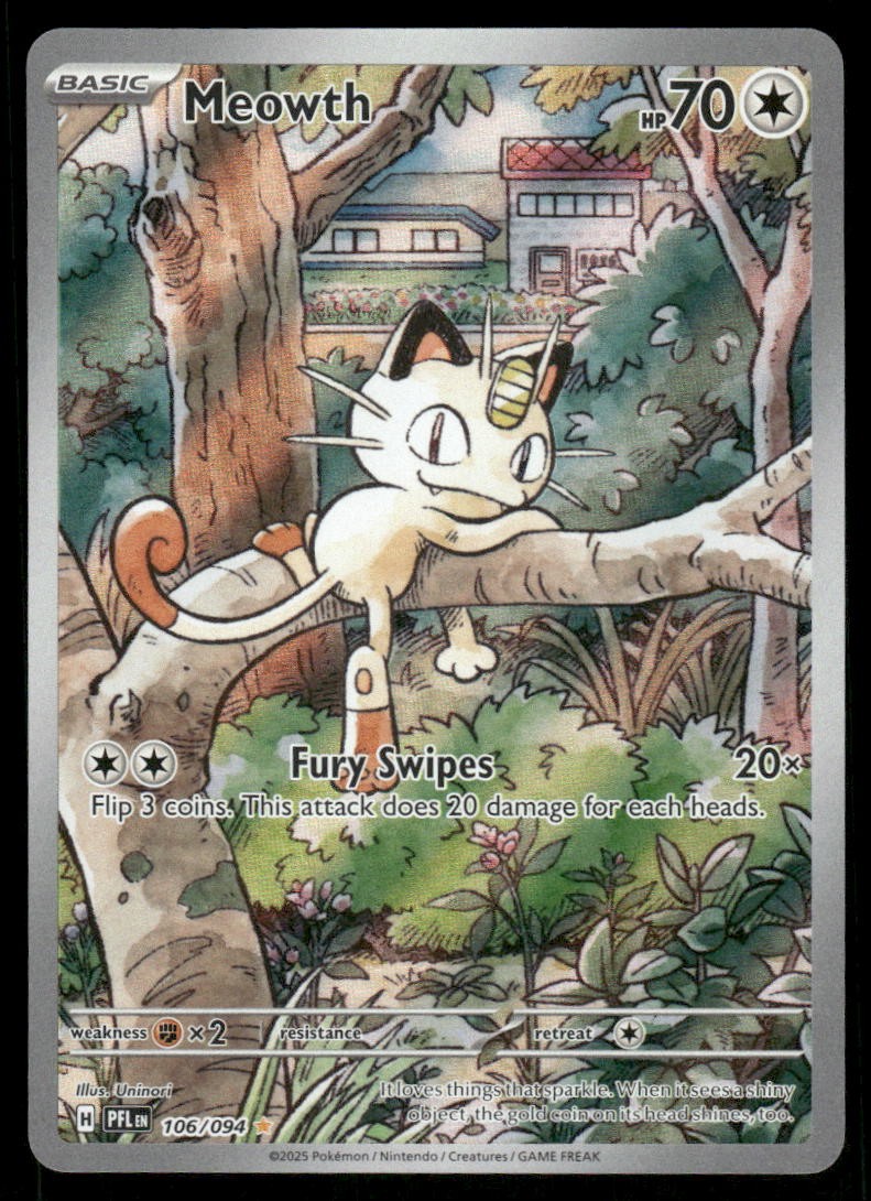 Pokemon Cards Meowth 106/094 Phantasmal Flames Illustration Rare NM *10