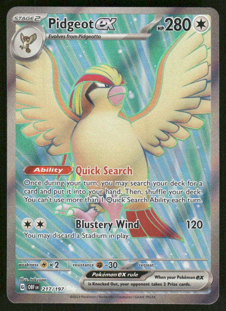 Pokemon Cards Pidgeot ex 217/197 Obsidian Flames Ultra Rare NM *20