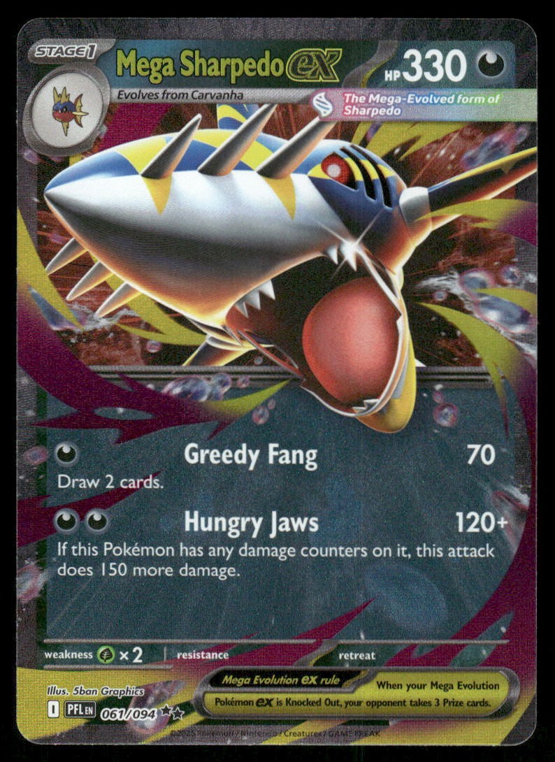 Pokemon Cards Mega Sharpedo ex 061/094 Phantasmal Flames Double Rare NM *10