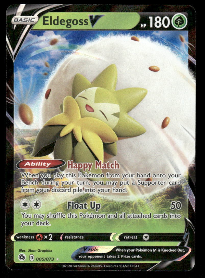 Pokemon Cards Eldegoss V 005/073 Champion's Path Holo Rare V NM0