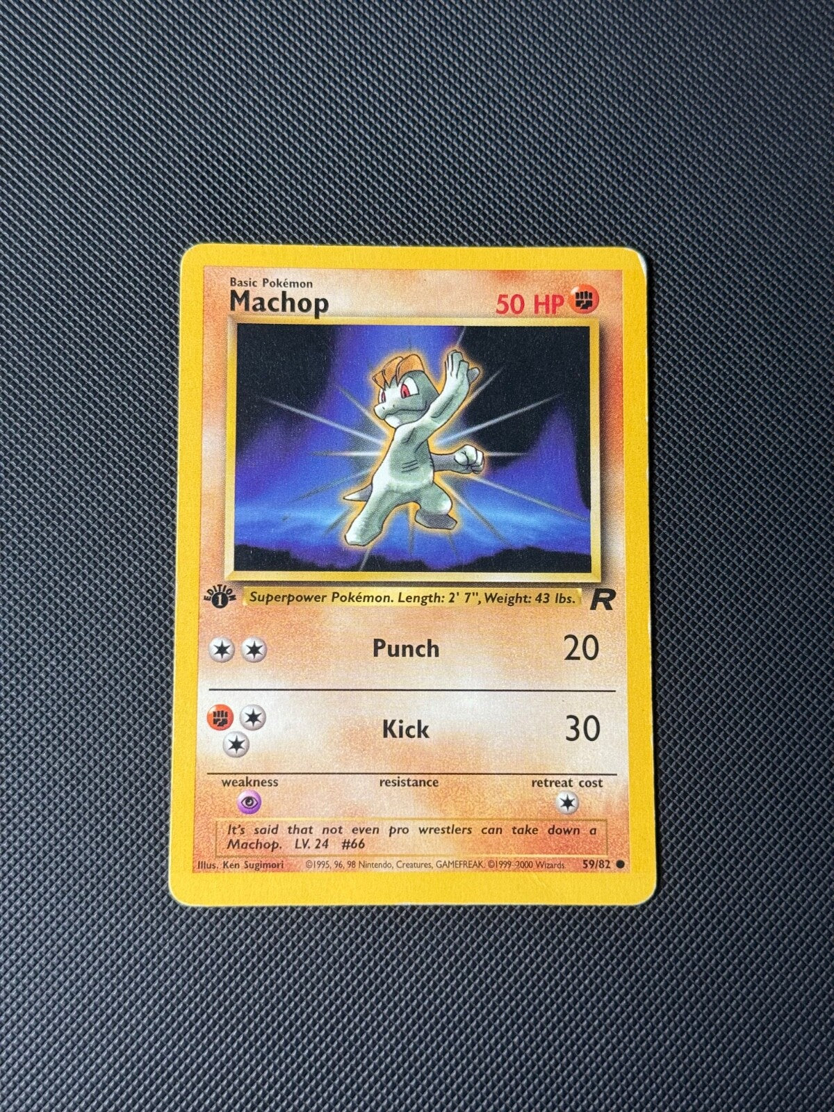 Machop 59/82 1st Edition Pokémon Card Team Rocket Common WOTC LP0