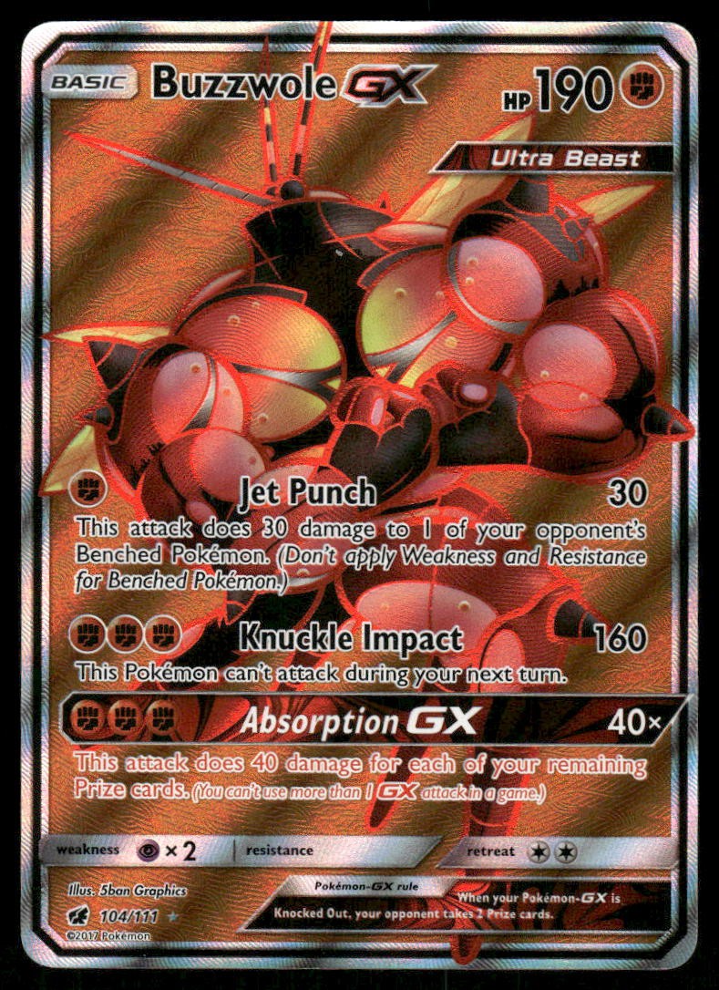 Pokemon Cards Buzzwole GX 104/111 Crimson Invasion Rare Ultra NM0