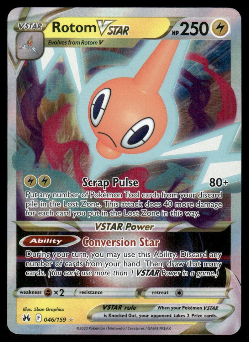 Pokemon Cards Rotom VSTAR 046/159 Crown Zenith Holo Rare VSTAR NM0