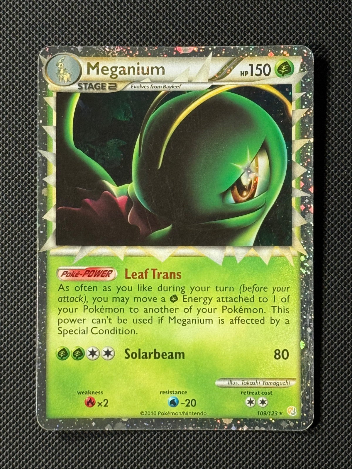 Meganium 109/123 Prime Pokémon Card Heartgold & Soulsilver Holo0