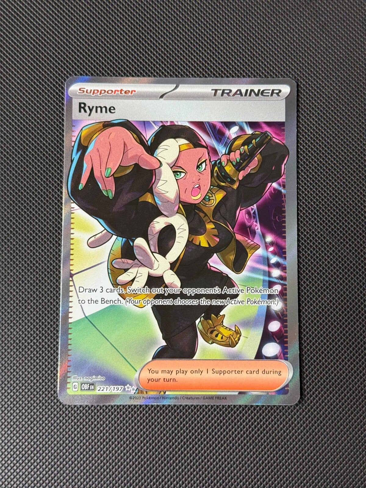 Ryme 221/197 Full Art Trainer Pokémon Card Obsidian Flames Holo NM0