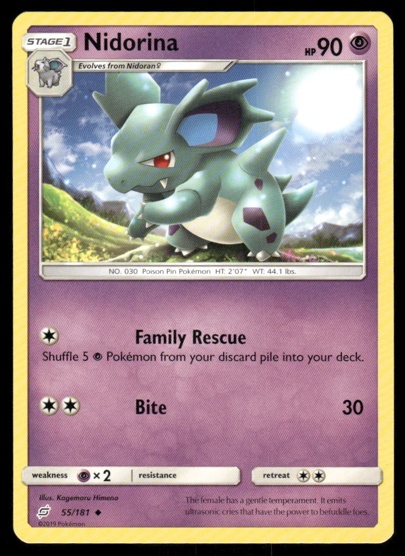 Pokemon Cards Nidorina 55/181 Team Up Sun & Moon Uncommon NM0