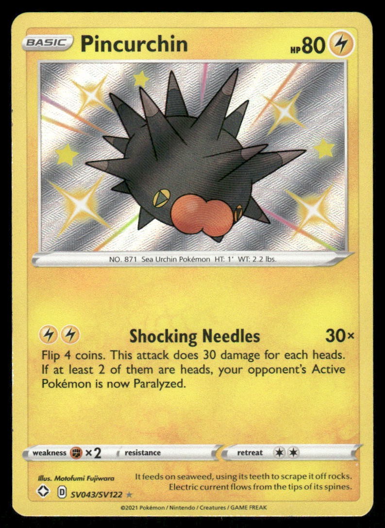 Pokemon Cards Pincurchin SV043/SV122 Shining Fates Shiny Vault Rare Shiny NM0