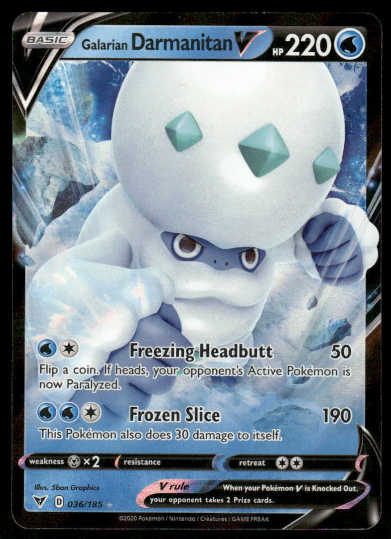Pokemon Cards Galarian Darmanitan V 036/185 Vivid Voltage Holo Rare V NM0