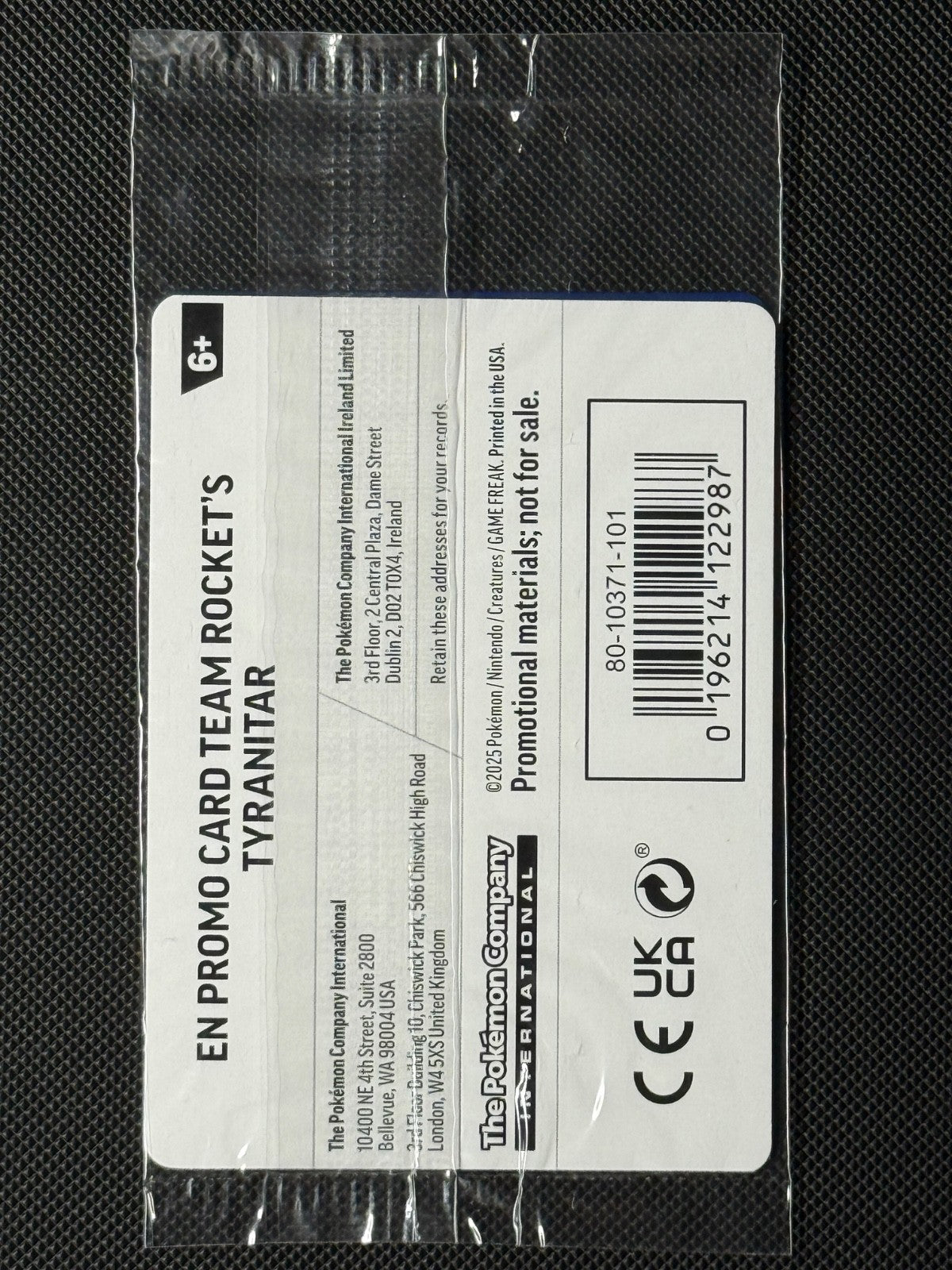 Team Rocket's Tyranitar 096/182 Pokémon Center Pokémon Card Stamped SEALED1