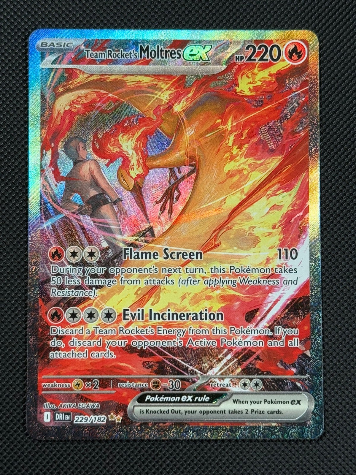 Team Rocket's Moltres 229/182 SIR Pokémon Card S&V Destined Rivals Holo Rare0
