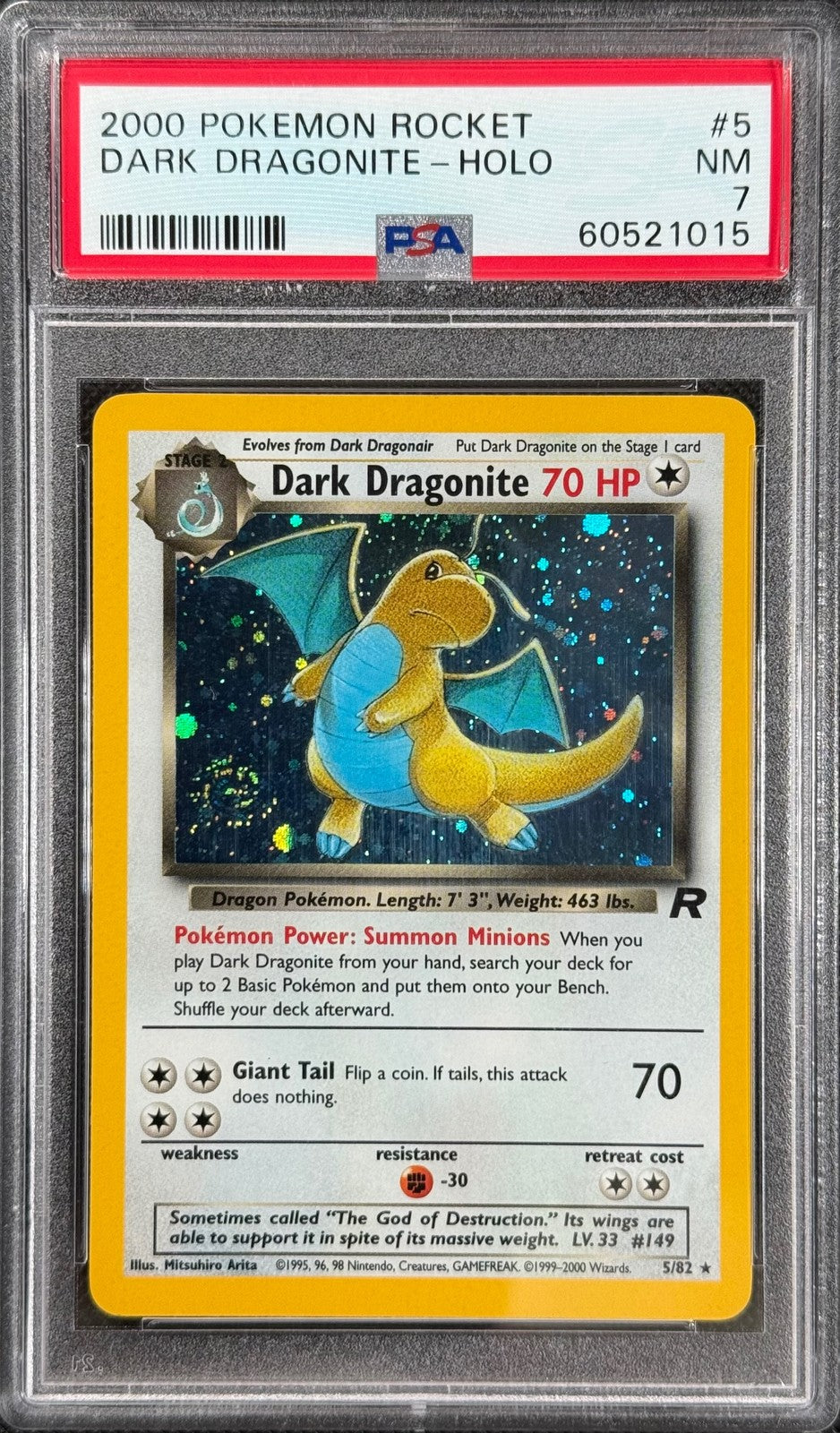 Pokemon Card Dark Dragonite Holo 5/82 Team Rocket WOTC PSA 70