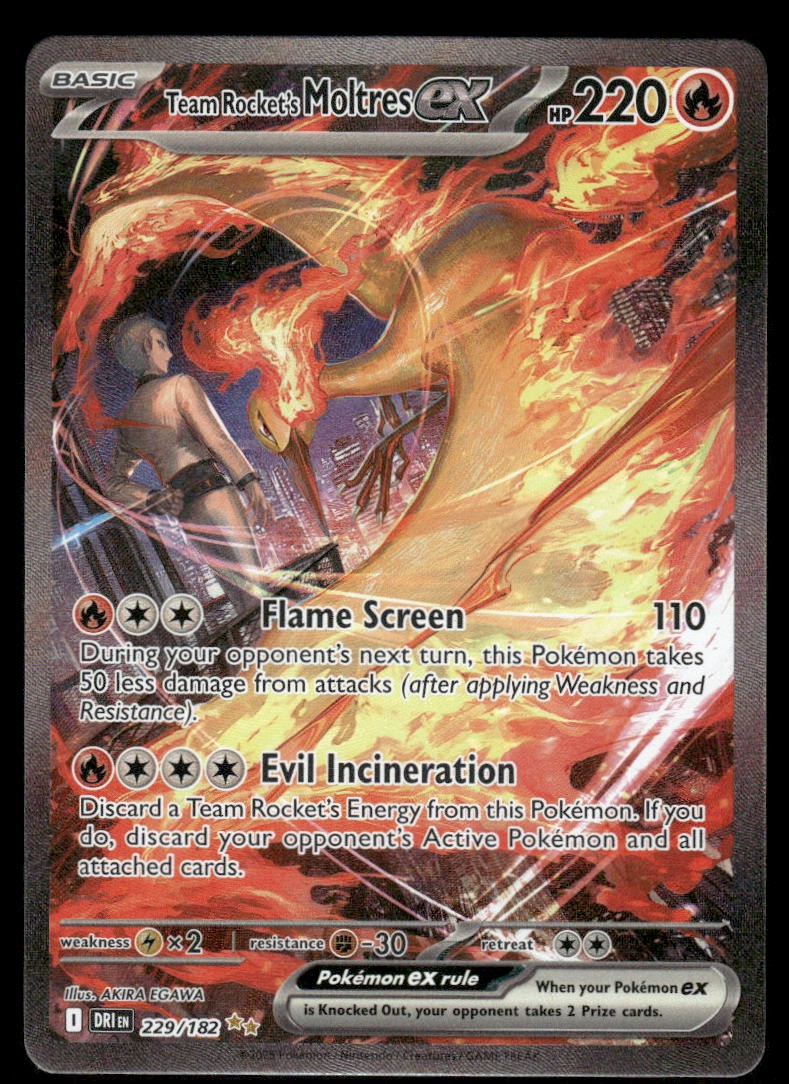 Pokemon Cards Team Rocket's Moltres ex 229/182 Destined Rivals NM0