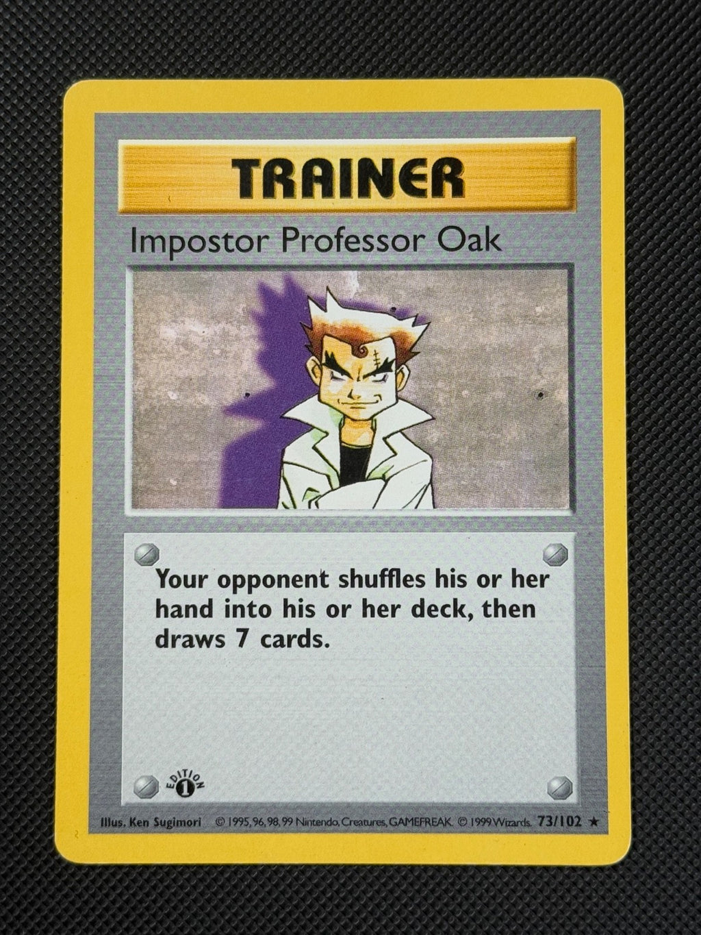 Imposter Professor Oak 73/102 1ST EDITION SHADOWLESS Pokémon Card Base Set Rare0