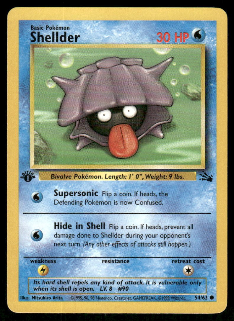 Pokemon Cards Shellder 54/62 1ST EDITION Fossil WOTC Common NM0