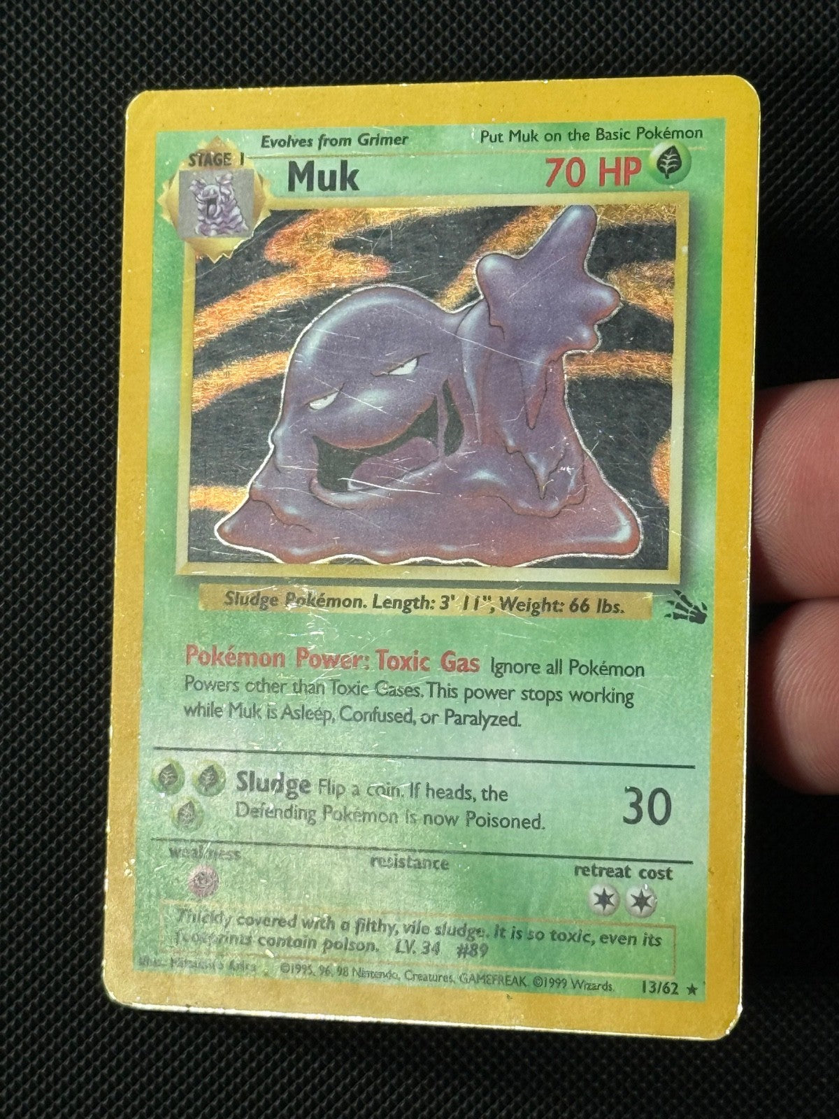 Muk 13/62 Holo Pokémon Card Fossil Unlimited WOTC Rare1