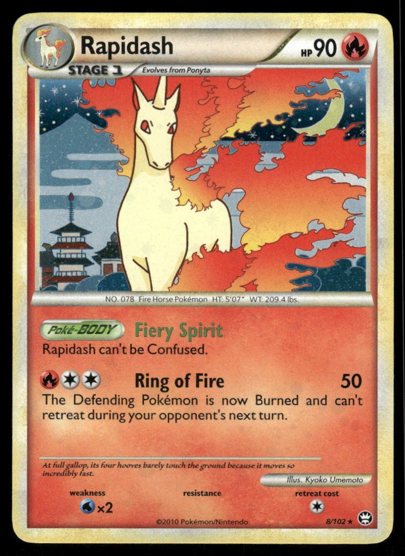 Pokemon Cards Rapidash 8/102 HGSS Triumphant Holo Rare NM0