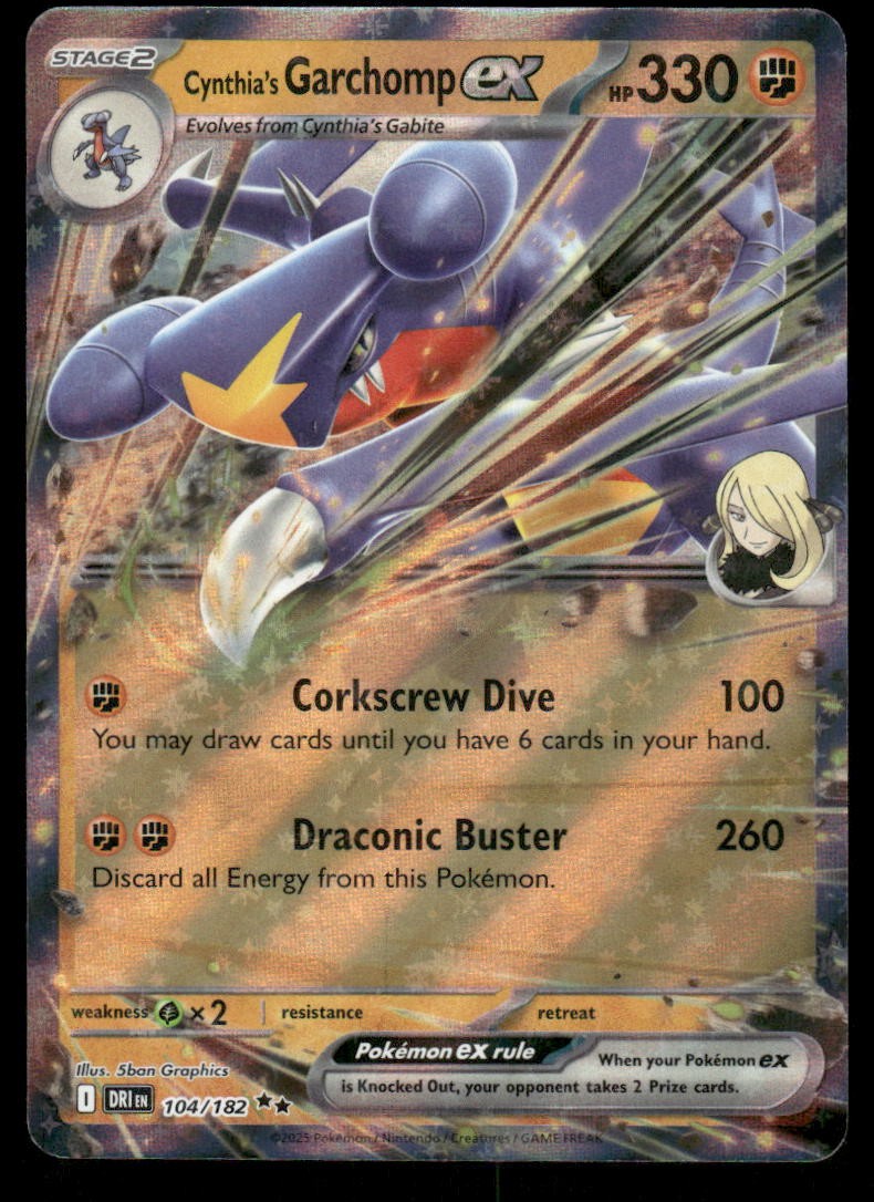 Pokemon Cards Cynthia's Garchomp ex 104/182 Destined Rivals Double Rare NM0