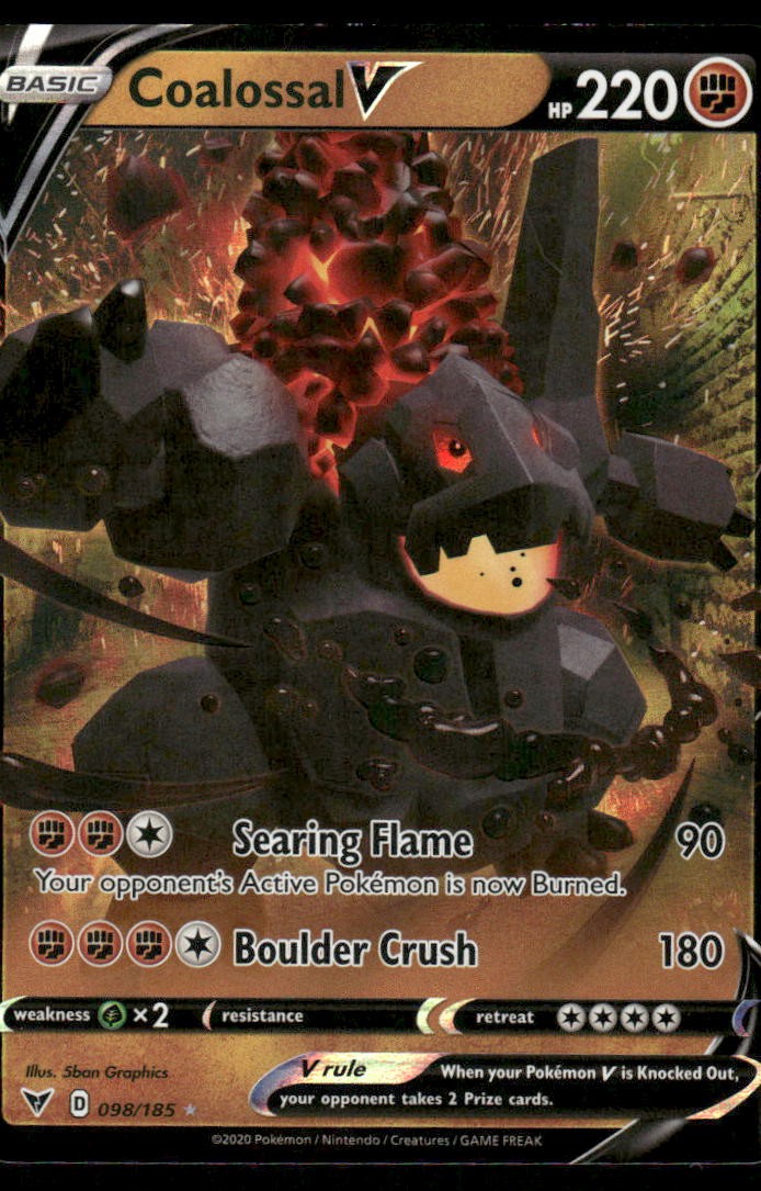 Pokemon Cards Coalossal V 098/185 Vivid Voltage Holo Rare V NM0