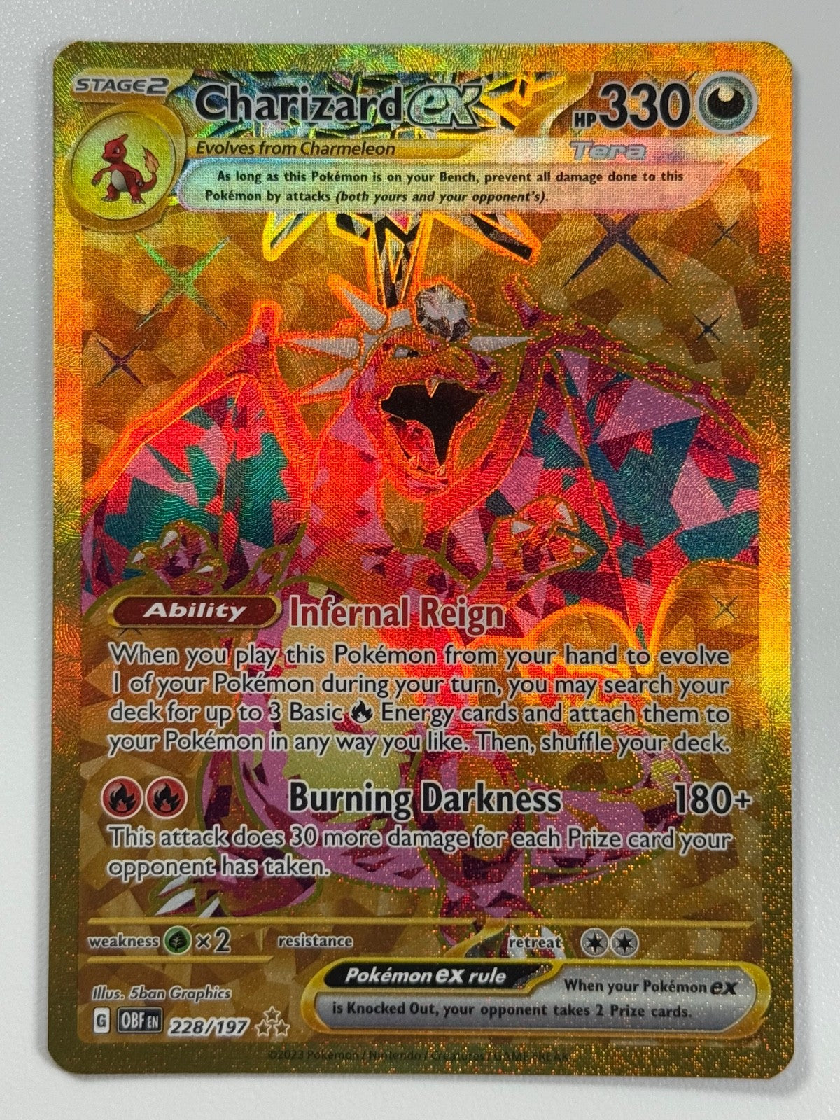Pokémon Cards Charizard ex 228/197 Obsidian Flames Scarlet & Violet Holo Rare0