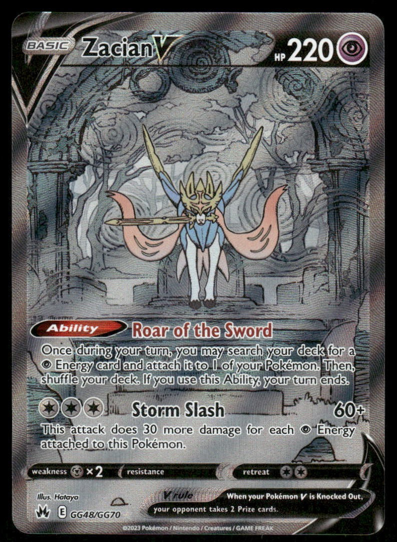 Pokemon Cards Zacian V GG48/GG70 Crown Zenith Galarian Gallery Holo Rare V NM *30