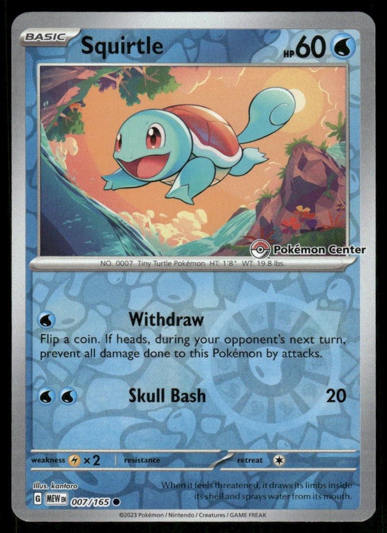 Pokemon Cards Squirtle 007/165 Pokémon Center Stamped 151 LP0