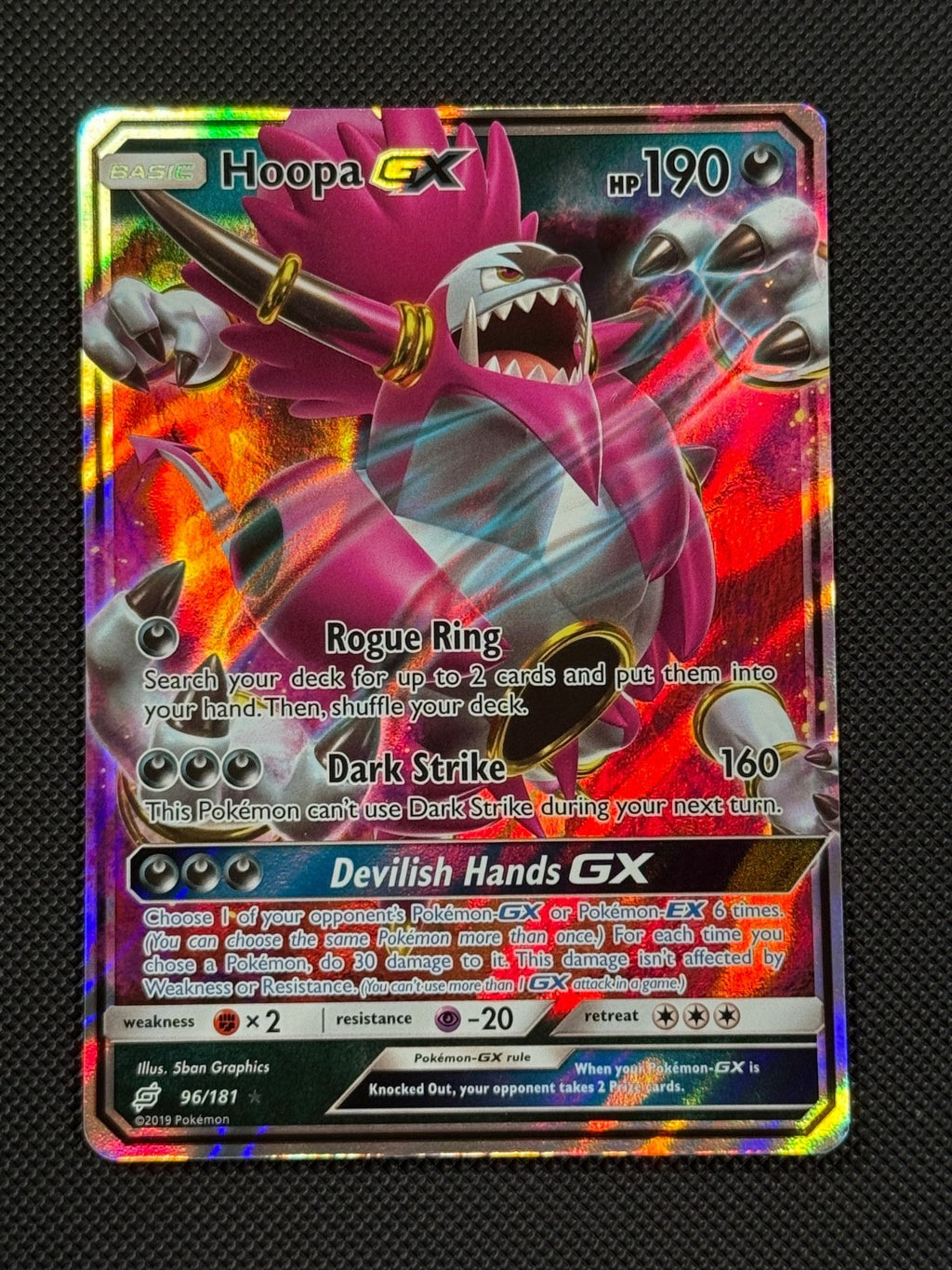 Hoopa GX 96/181 HOLO Pokémon Card Sun & Moon Team Up Rare0