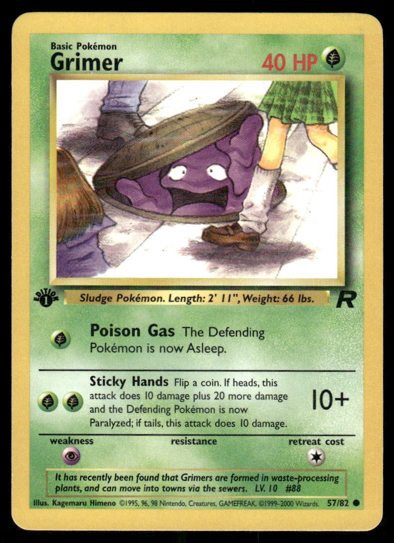 Pokemon Cards Grimer 57/82 1ST EDITION Team Rocket Common LP0