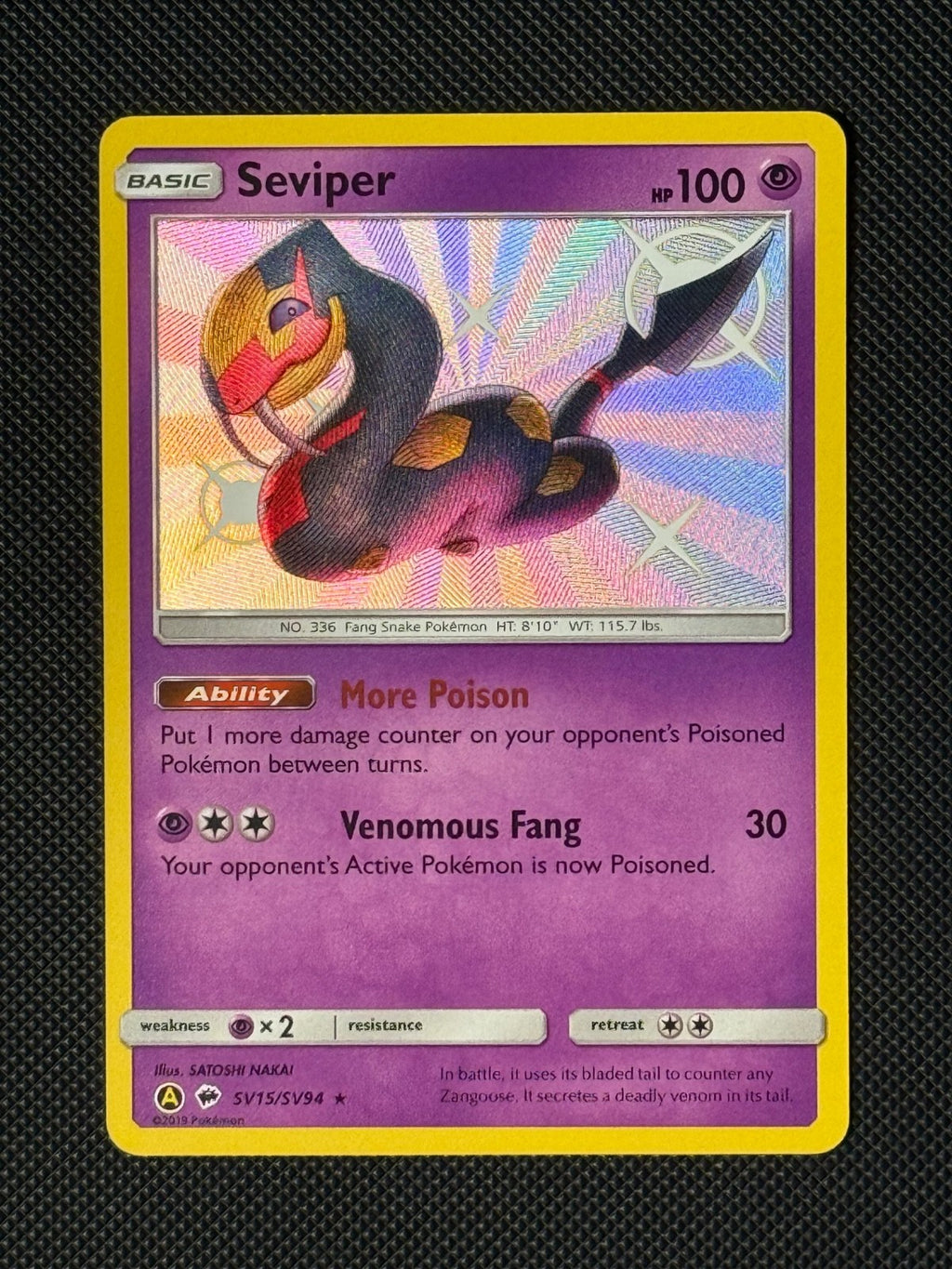 Seviper SV15/SV94 Holo Pokémon Card Hidden Fates Baby Shiny 0
