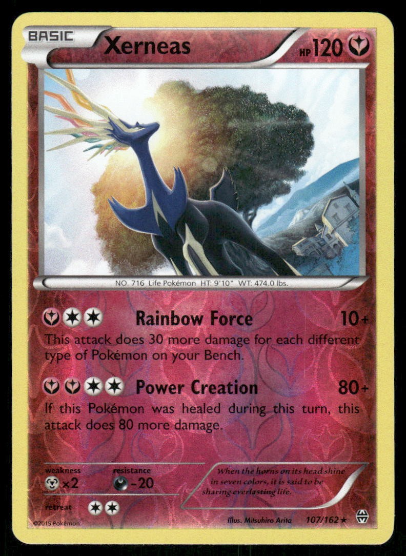Pokemon Cards Xerneas 107/162 Reverse Holo BREAKthrough XY NM * 10