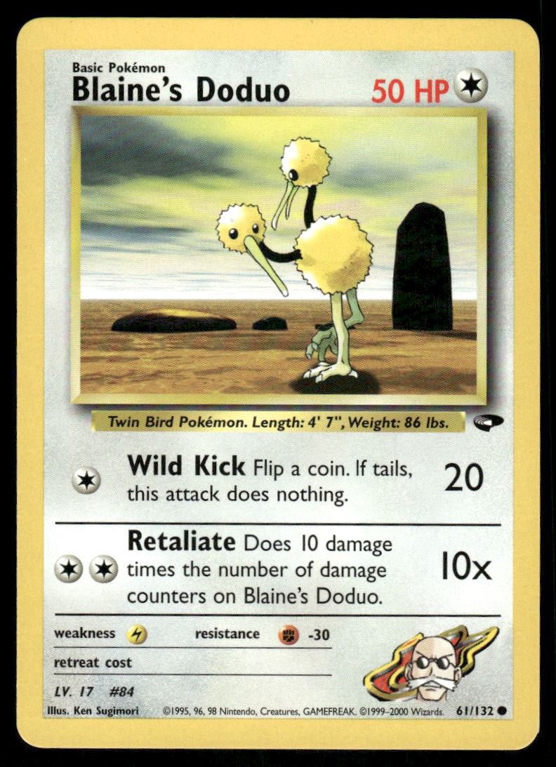 Pokemon Cards Blaine's Doduo 61/132 UNLIMITED Gym Challenge WOTC Common NM0