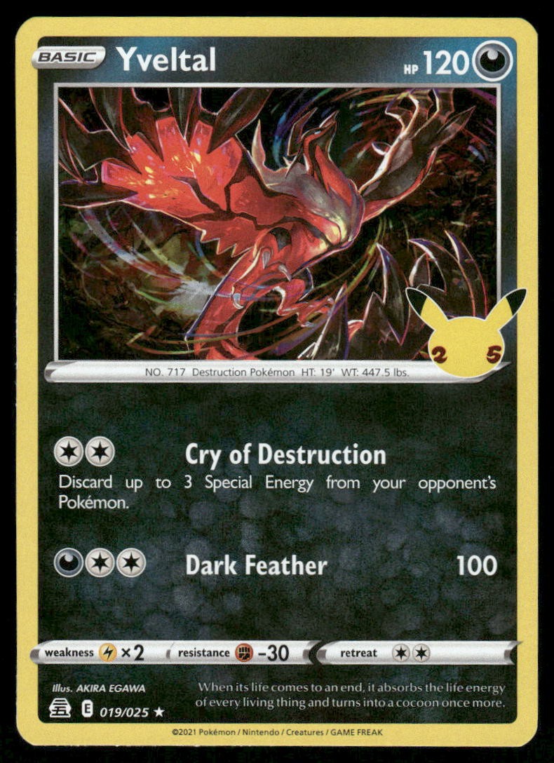 Pokemon Cards Yveltal 019/025 Celebrations Rare NM *30