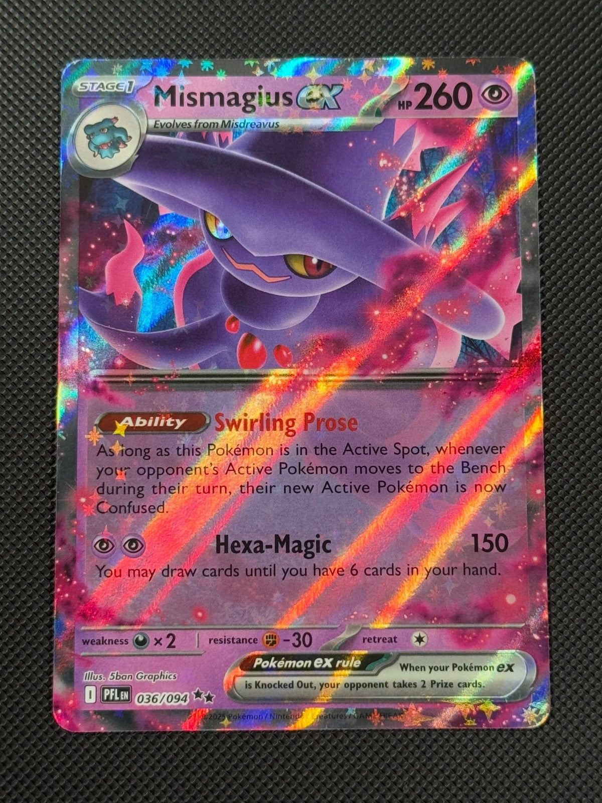 Mismagius ex 036/094 Pokémon Card Mega Phantasmal Flames Holo Rare *40