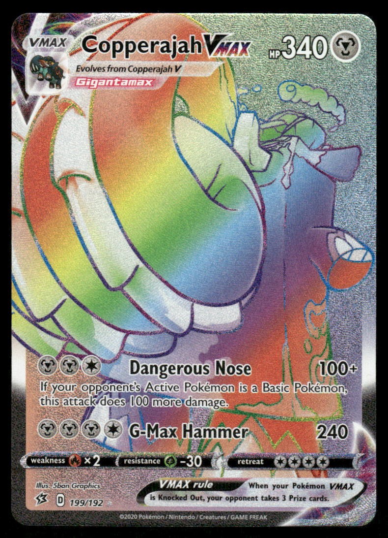 Pokemon Cards Copperajah VMAX 199/192 Rebel Clash Rare Rainbow NM0