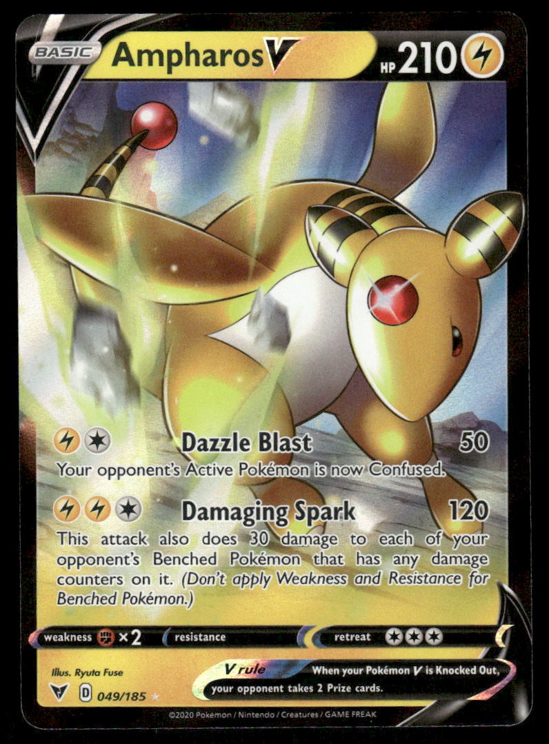 Pokemon Cards Ampharos V 049/185 Vivid Voltage Holo Rare V NM0