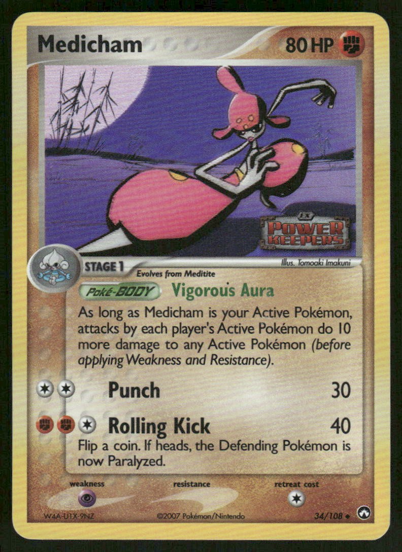 Pokemon Cards Medicham 34/108 STAMPED Power Keepers Uncommon NM0