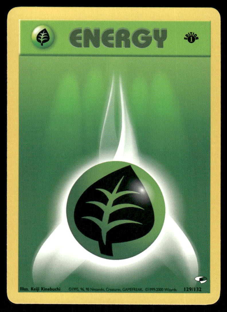 Pokemon Cards Grass Energy 129/132 1ST EDITION Gym Heroes WOTC NM0