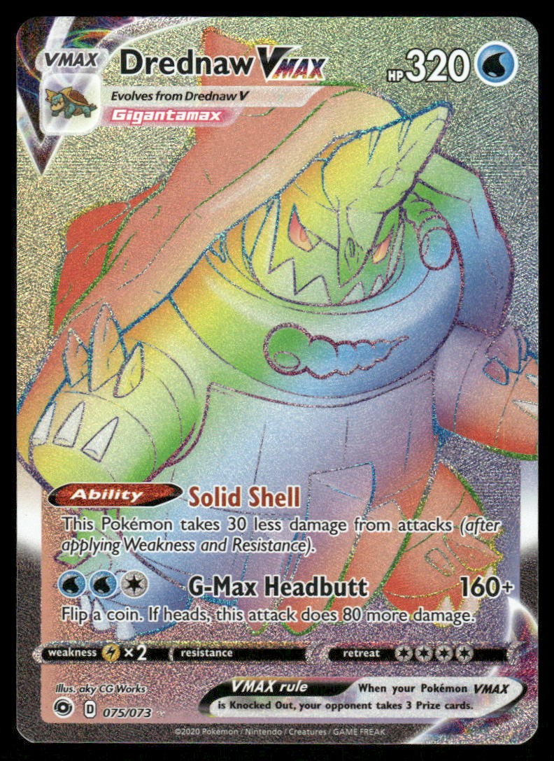 Pokemon Cards Drednaw VMAX 075/073 Champion's Path Rare Rainbow NM0