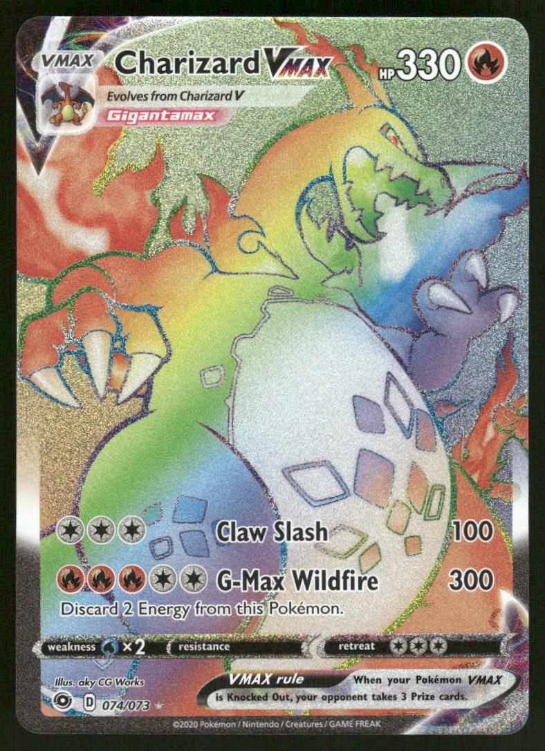 Pokemon Cards Charizard VMAX 074/073 Champion's Path Rare Rainbow NM0