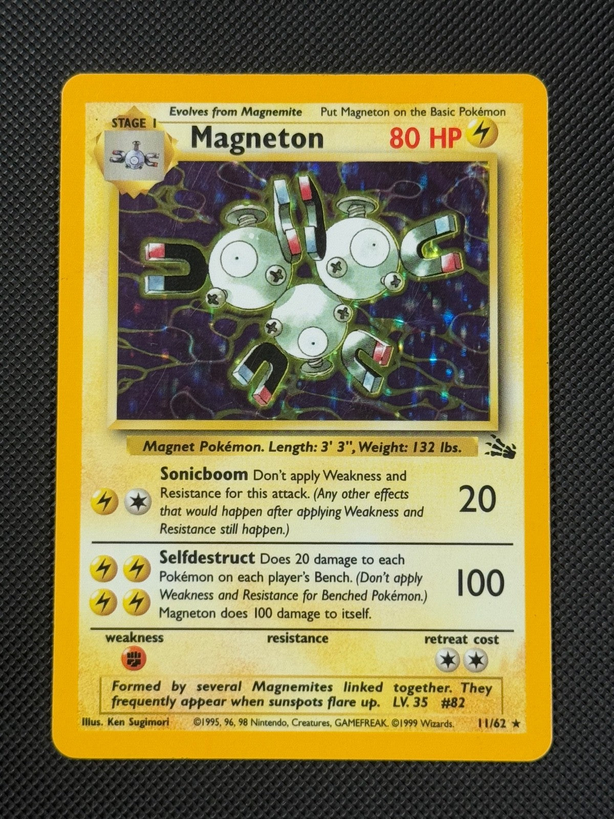 Magneton 11/62 HOLO Pokémon Card Fossil Unlimited Holo Rare0