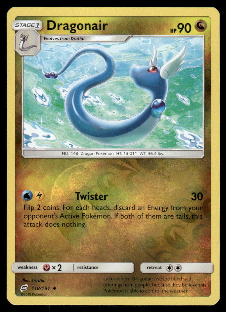 Pokemon Cards Dragonair 118/181 Reverse Holo Team Up Sun & Moon NM0