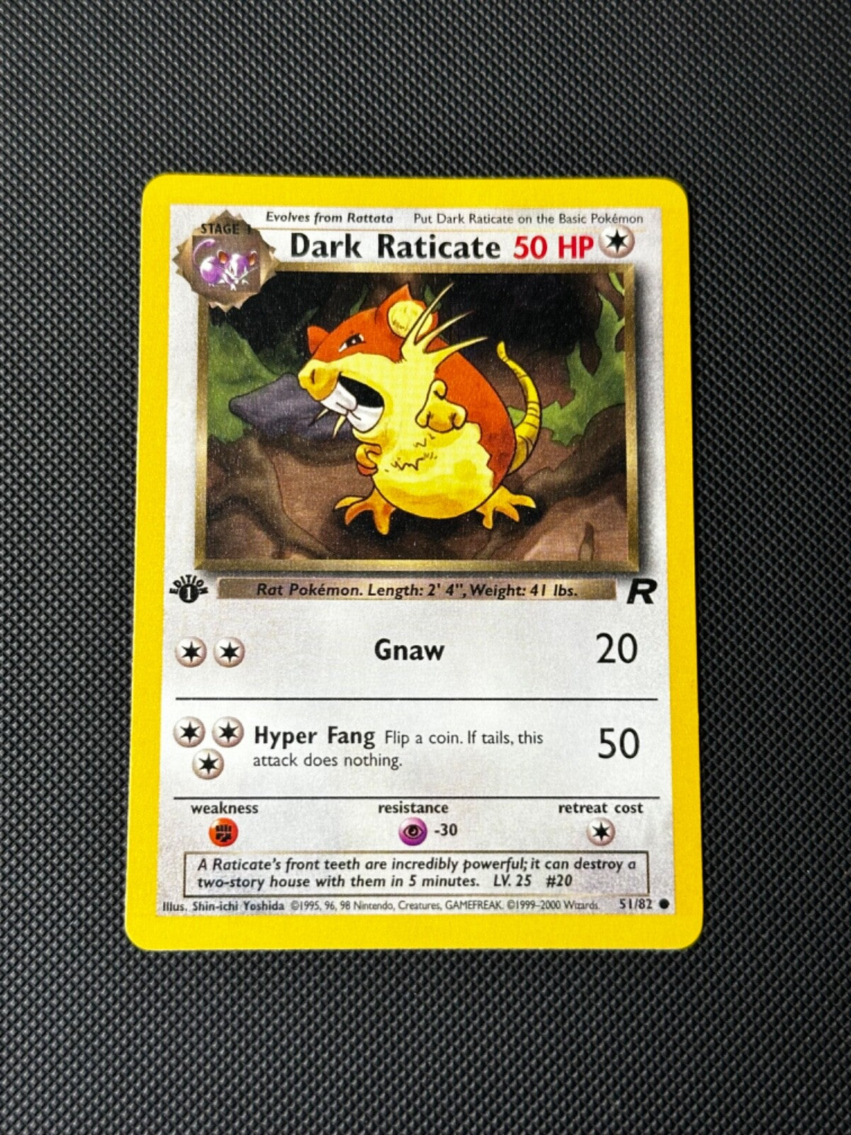 Dark Raticate 51/82 1st Edition Pokémon Card Team Rocket Common WOTC NM0