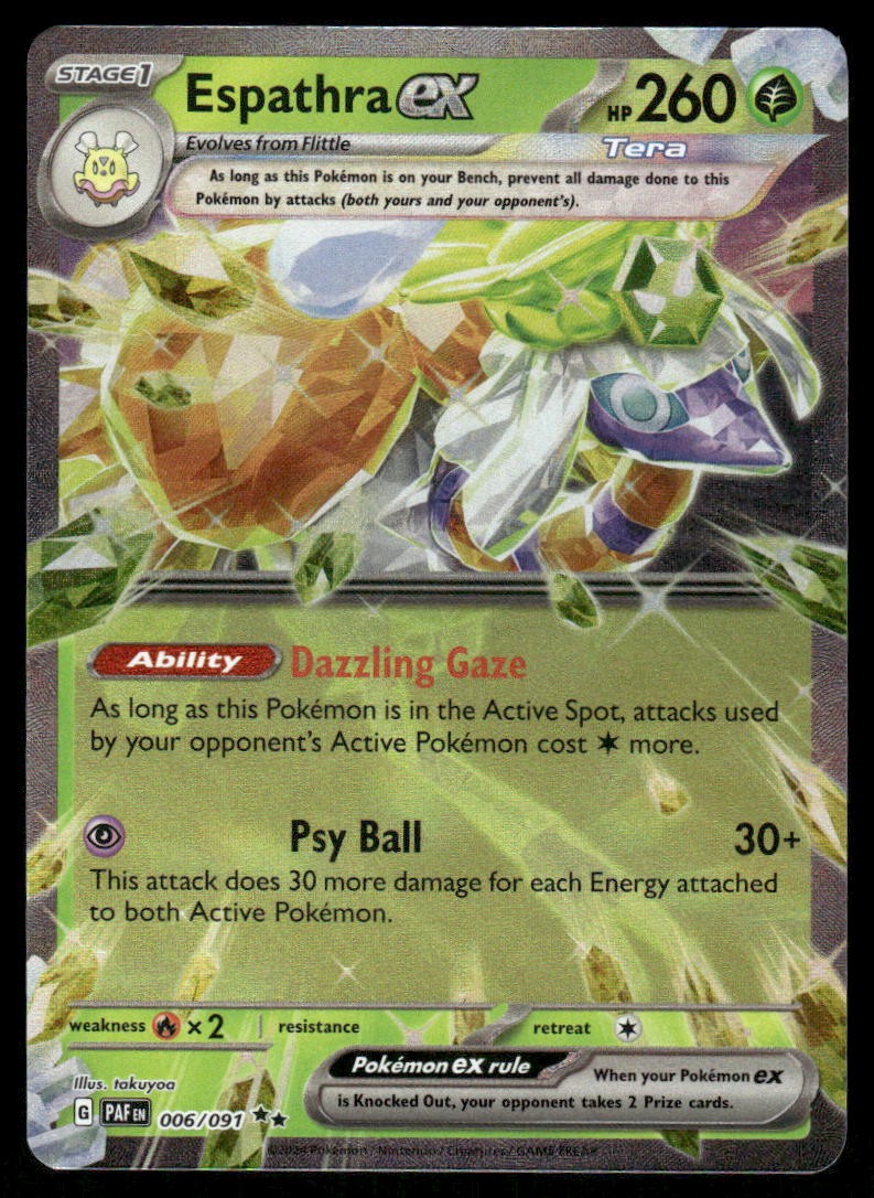 Pokemon Cards Espathra ex 006/091 Paldean Fates Double Rare NM *20