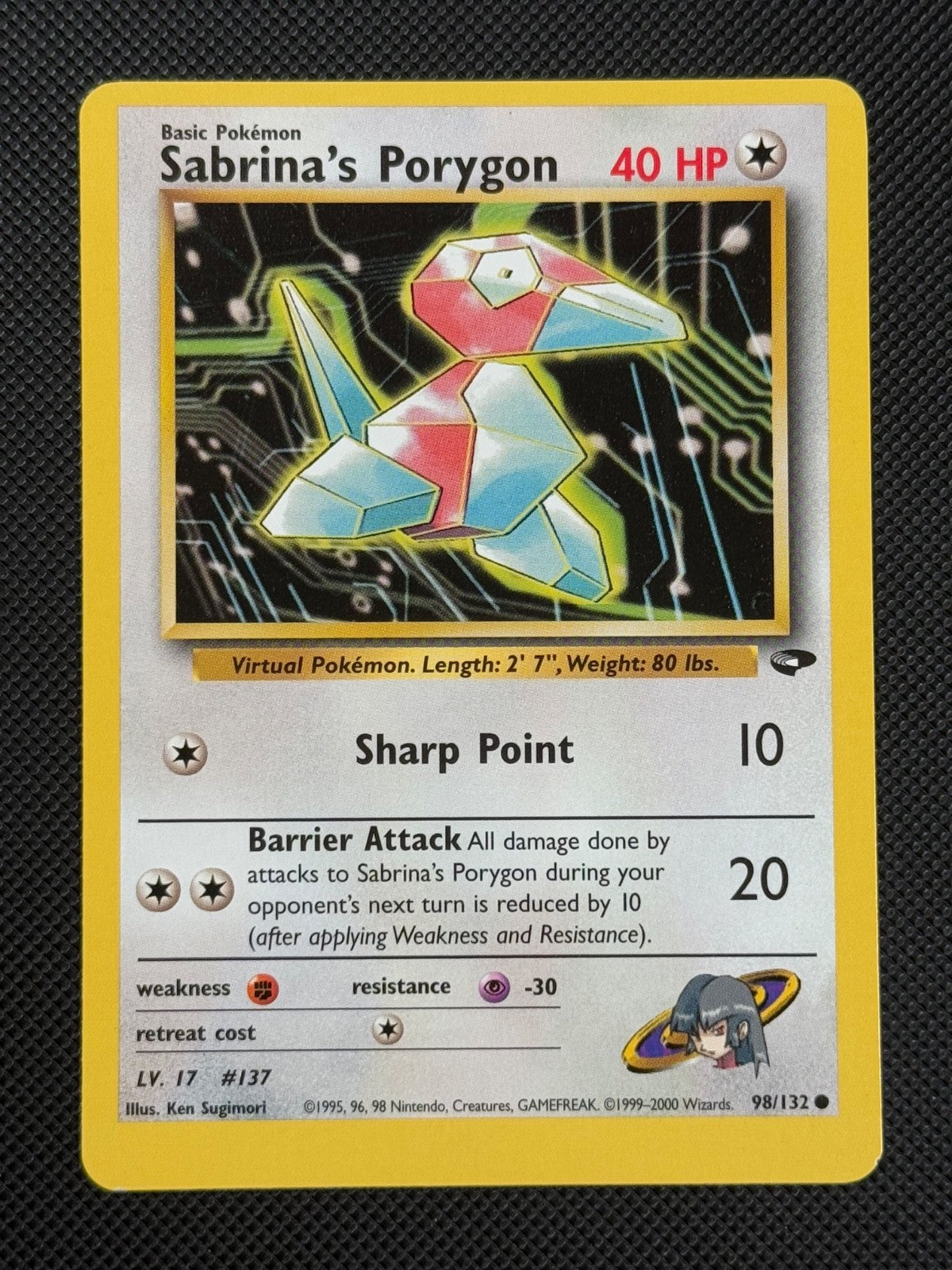 Sabrina's Porygon 98/132 REGULAR Pokémon Card WOTC Gym Challenge Common0