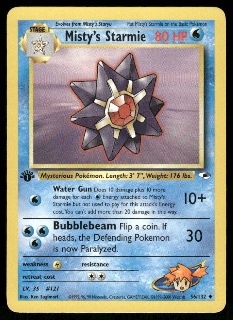 Pokemon Cards Misty's Starmie 56/132 1ST EDITION Gym Heroes WOTC Uncommon NM0